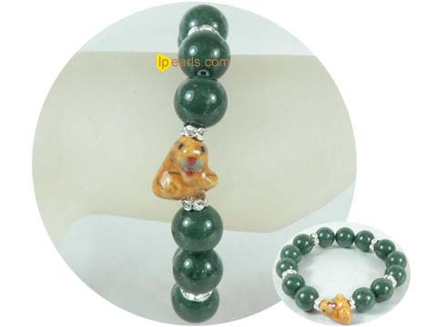 charming 12mm dark green gemstone bracelet