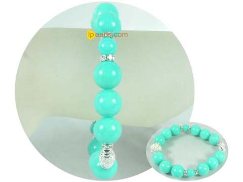 8mm and 12mm green gemstone bracelet with lantern bead