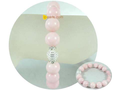 8mm and 12mm pink gemstone bracelet