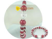wholesale 7.5" red Chinese gemstone bracelet with zircon