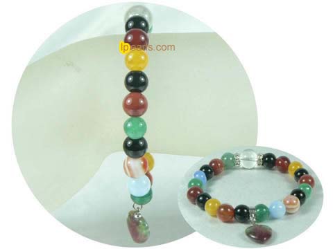 wholesale muti-color agate gemstone stretch healing power bracel