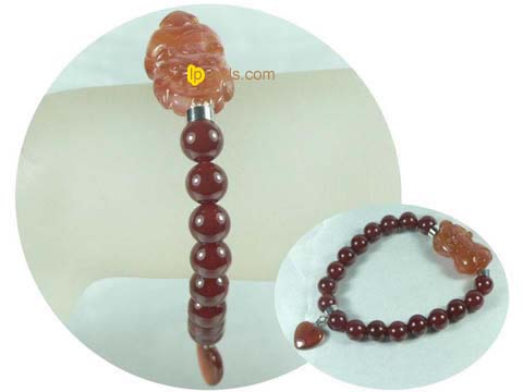 wine red color 8mm round red agate elastic power bracelet
