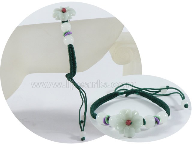 wholesale adjustable bracelet knitted with flower shape gemstone