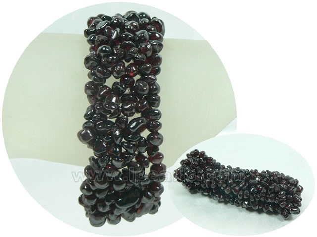 delicate irregular garnet beads stretch bracelet