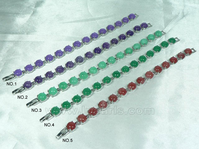 royal 8mm round jade bracelet with alloy tray