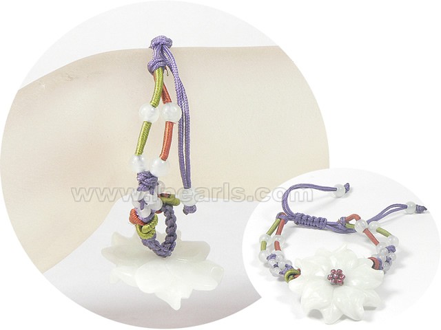 32*4mm flower shape hand knitted jade bracelet
