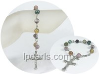 wholesale multicolor India Onyx bracelet with a crucifix