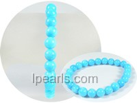 10mm sky blue dyed round bowlder stretchy bracelet