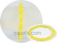 6mm dark yellow round jade stretchy bracelet