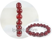 12mm red round agate stretchy bracelet