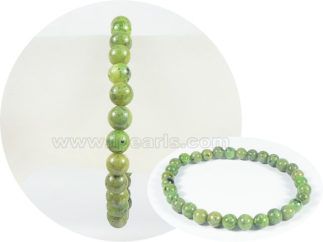 6mm green round parrot gemstone stretchy bracelet