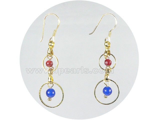 7-8mm wine red and blue gemstone earrings wholesale