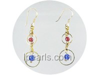 7-8mm wine red and blue gemstone earrings wholesale