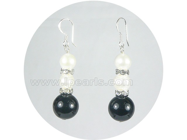 wholesale dark amethyst earrings with white pearls