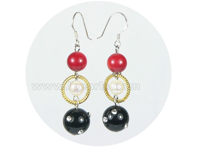 12mm black agate earrings
