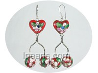 16mm and 18mm red cloisonne earrings