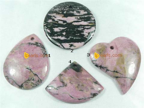 5 pieces different shape fieny rhodonite pendant
