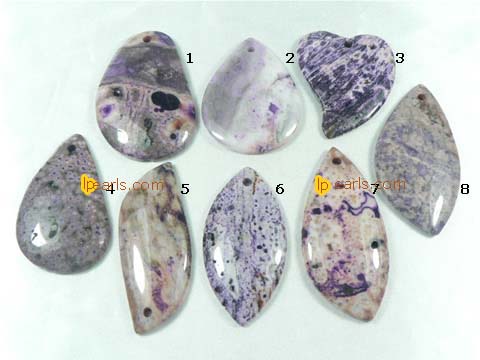 5 pieces different shape purple ocean gemstone pendant