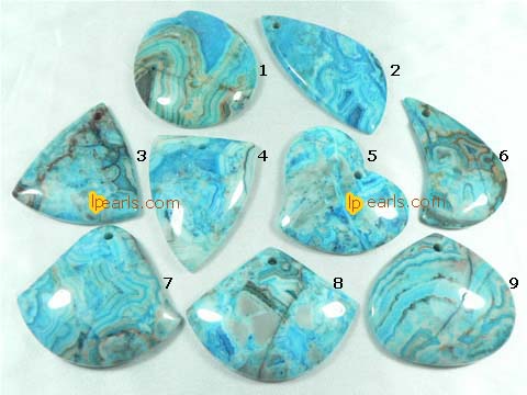 wholesale 5 pieces blue crazy gemstone pendant