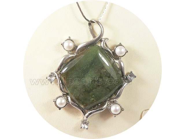 5.5*6.5cm dark green rhombus gemstone pendant