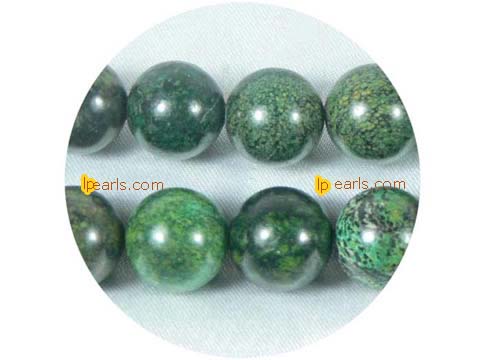 five pieces 12mm deep frost green azurite chryscolla strand