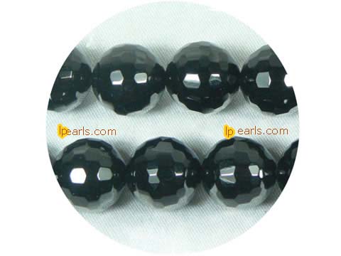 five pieces 12mm faceted black onyx strand on wholesale