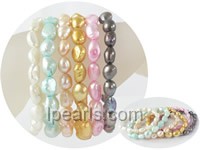 wholesale 6 rows multi-colors nugget freshwater pearl stretch br