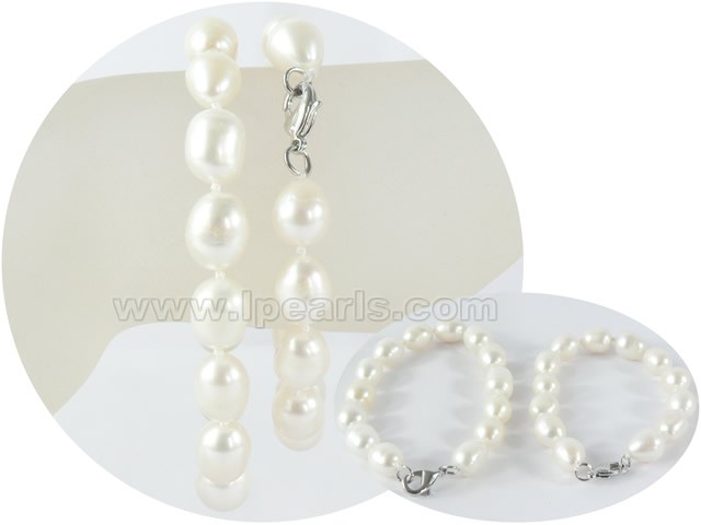 wholesale 9-10mm rice freshwater pearl Mother Daughter bracelet