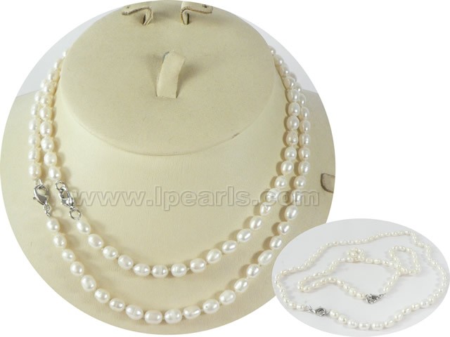 wholesale 5-6mm rice pearl Mother Daughter necklace