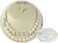 wholesale 9-10mm rice pearl Mother Daughter necklace