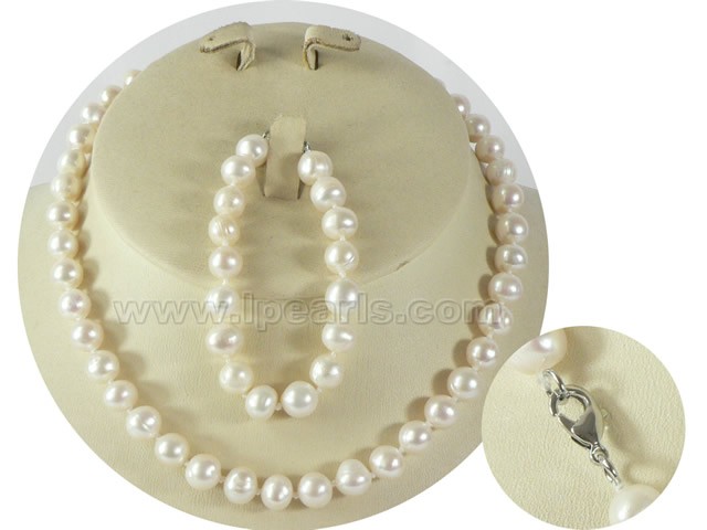 wholesale 8-9mm potato pearl Child's necklace and bracelet se