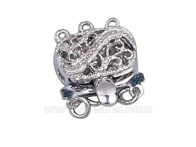 5pcs three rows oblong 925 sterling silver box clasp