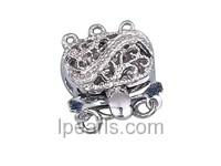 5pcs three rows oblong 925 sterling silver box clasp