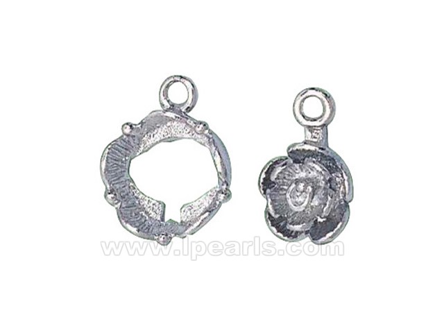 5pcs 11mm 925 sterling silver flower toggle clasp