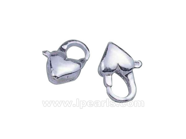 5pcs heart shape 5.6*12.5mm 925 sterling silver lobster clasp