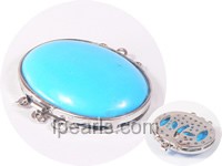 3 rows sky blue oval shape turquoise clasp