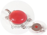 2 rows red round shape opal clasp