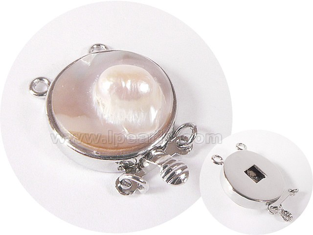 2cm 2 rows white shell clasp with pearl