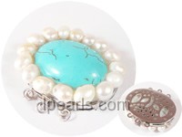3.5*4.5cm 3 rows green turquoise clasp with pearl