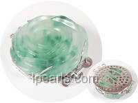 3.5cm 3 rows green flower shape jade clasp
