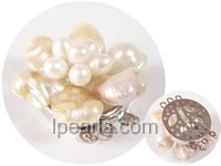3.5cm 3 rows white Keshi pearl clasp with rice pearl