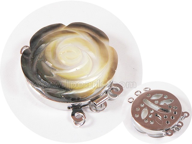 3cm elegant 3 rows black flower shape shell clasp