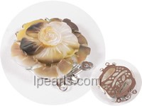 3.5cm elegant 3 rows yellow flower carved shell clasp
