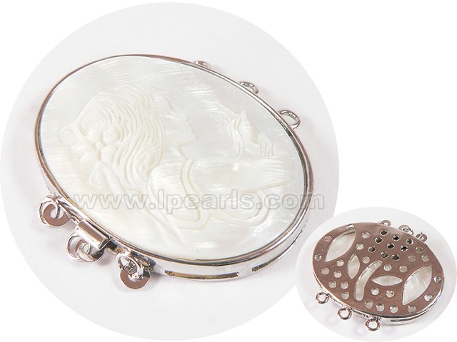 3.5*4.5cm elegant 3 rows white oval colophony clasp