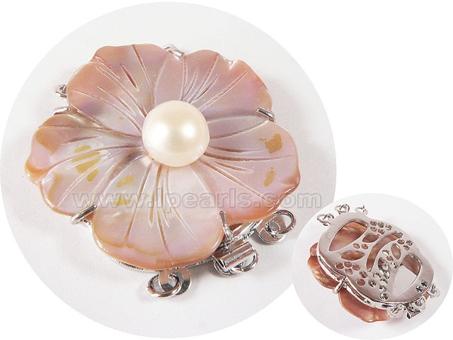 3.5cm elegant 3 rows pink flower shape shell clasp