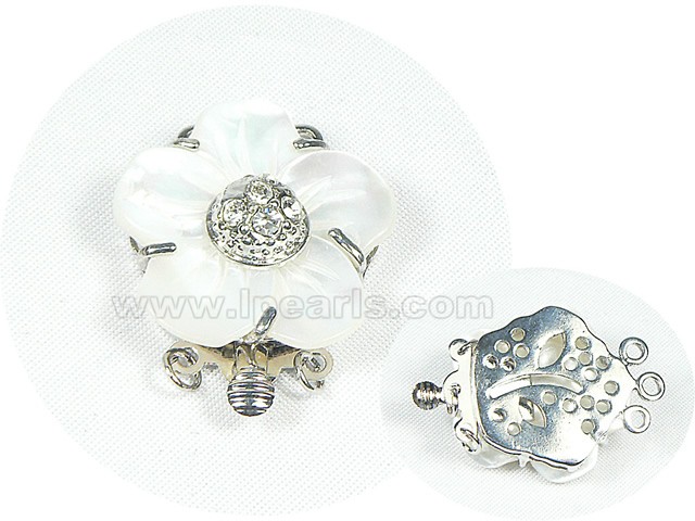 2.5cm elegant white zircon clasp with pearl