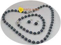 6-6.5mm black round akoya salt water pearl set