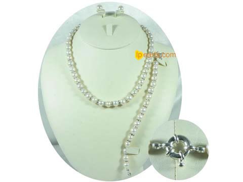 8-9mm freshwater potato pearl with zircon set