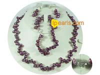 purple freshwater top-drilled pearl jewerly set