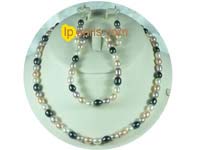 6-7mm multi color rice fresh water pearls jewelry set